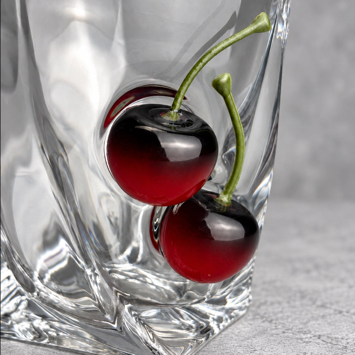 Crystal Whiskey Glass with Cherry Insert — Handmade Gift